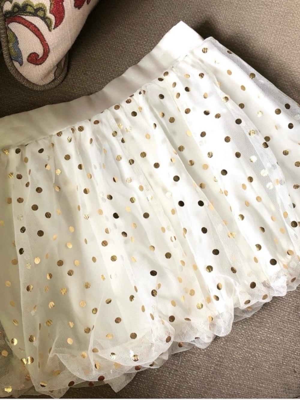 NWT Healthtex Toddler Girls Gold Polka Dot Tulle Bubble Skirt White 24 Months